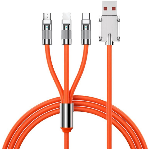 120W three in one data cable for fast charging, suitable for Apple Android TYPE-C three in one phone charging cable