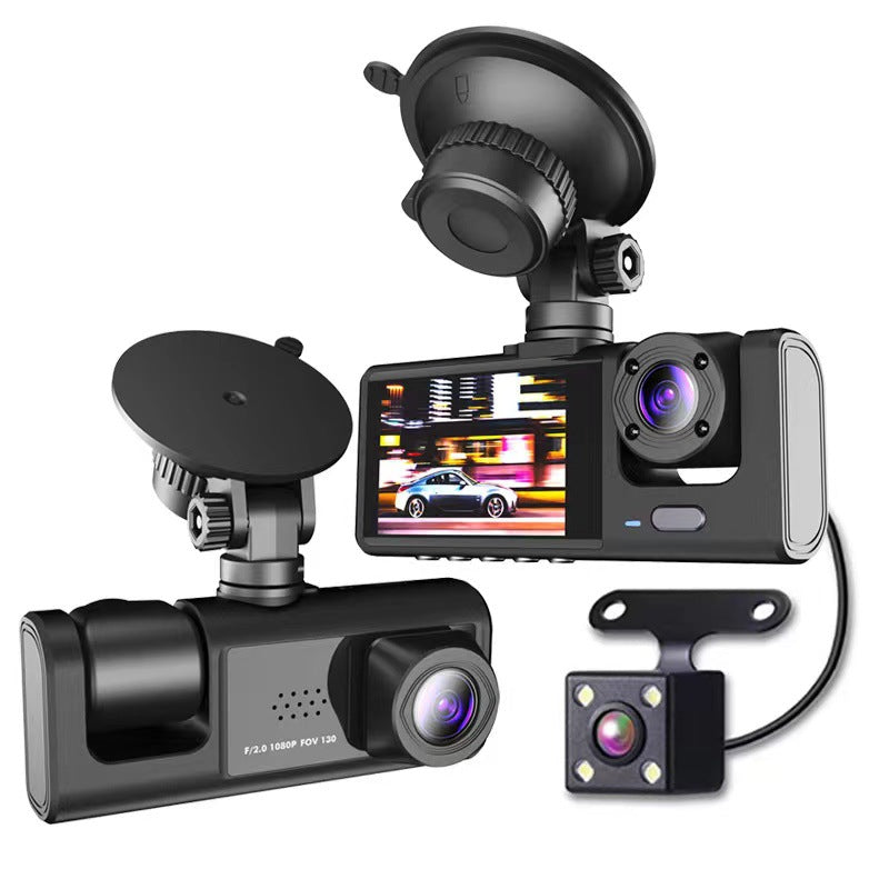 C-309 driving recorder three lens three recording front, interior, and rear panoramic reversing image